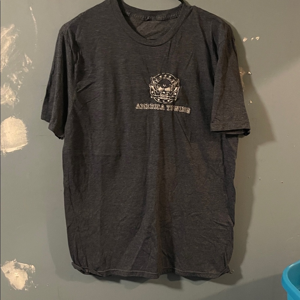 Men's Gray T-Shirt American Towing Skull 💀